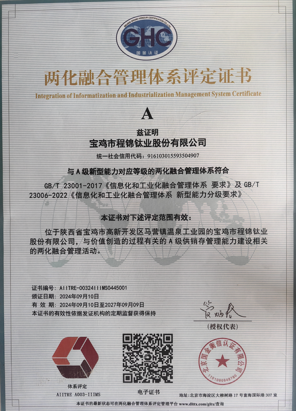 順利取得《兩化融合管理體系評(píng)定證書(shū)》(圖1)